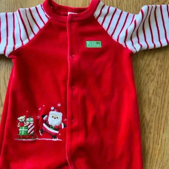Little Me “my first christmas” red Santa baby sleeper, size 9 months - Picture 3 of 4